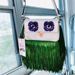 Fendi: Monster Baguette Fringe Chain Leather Micro Crossbody Bag *RARE*